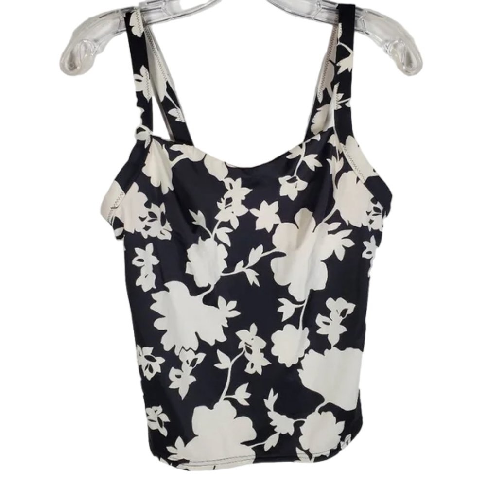Lands' End Tankini swim top Floral Modest Vacation Bathing Beach Swimsuit 10C